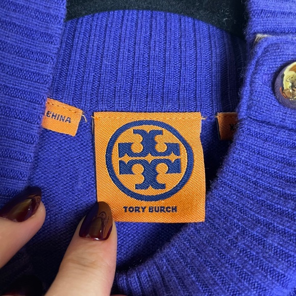 Tory Burch Vibrant Purple Button-Shoulder Sweater - Picture 7 of 12